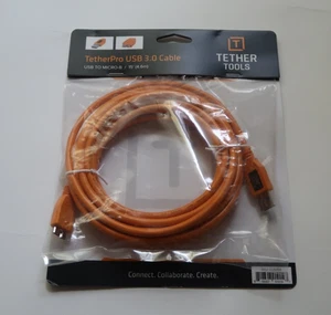 NEW Tether Tools TetherPro USB 3.0 to Micro-B Cable | Orange | 15 feet - Afbeelding 1 van 2