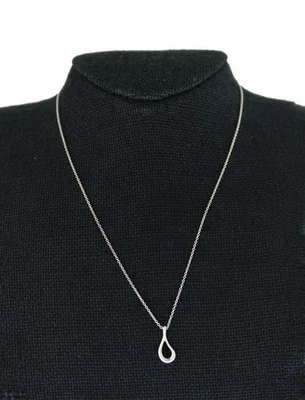 Collar colgante lágrima abierta de plata de ley 925 Tiffany & Co Elsa Peretti 16" Foto 1 de 4