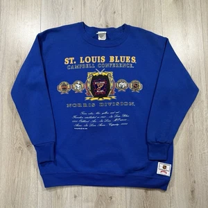 Vintage Nutmeg Mills NHL St Louis Blues Sweatshirt Size XL USA Made Campbell Con - Picture 1 of 12