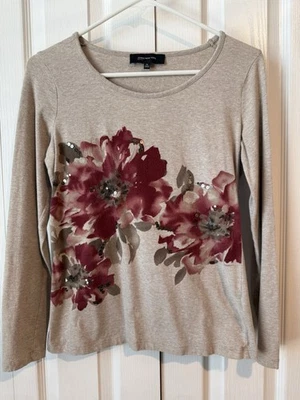 Jones New York Floral Sequin Long Sleeve Top - Image 1 of 2