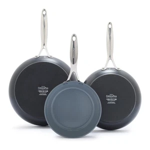 GreenPan Valencia Pro Hard Anodized 3 Piece Fry Pan Skillet Set, Ceramic Nons... - Picture 1 of 7