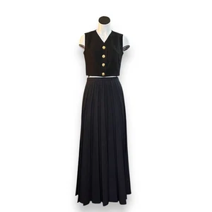 Vintage Fritzi of California Pleated Black Maxi Skirt Size 4 - Picture 1 of 4