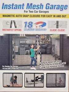 Instant Mesh Garagentor Bildschirm 16x7 Fuß Doppel Auto Magnetverschluss Insektennetz - Bild 1 von 2