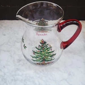 Nueva jarra de vidrio Spode árbol de Navidad rara mango rojo árbol regalos 96 OZ 9" de alto - Imagen 1 de 14