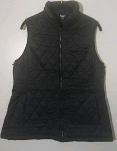 Lands' End Women's Black Zip Front Quilted Puffer Vest, Size Medium. - Picture 1 of 4
