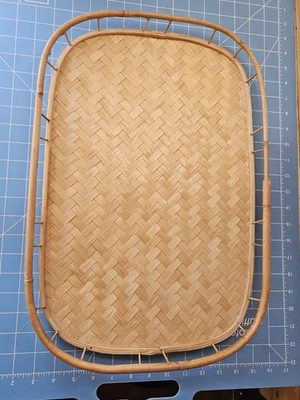 Vintage Woven Bamboo Rattan Wicker Serving Lap Tray (One) Tiki Bar 19"×13" - Image 1 of 4