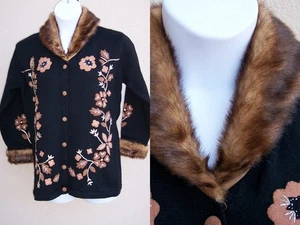 Storybook Knits NUEVO Suéter de Cuero Sintético Talla L Plateado Negro Caramelo Top Nuevo con Etiquetas - Imagen 1 de 15