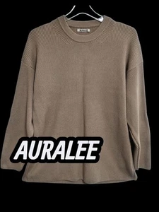 Auralee Beige Ribbed Cotton Sweater Crew Neck Soft Comfortable 0 Used JAPAN - Picture 1 of 6