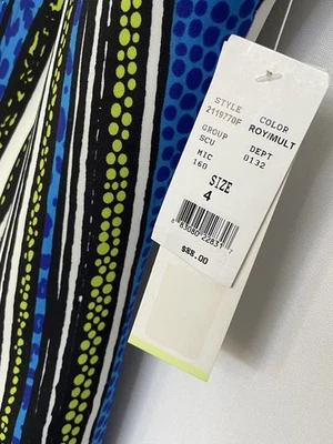 Leslie Fay Sleeveless Sheath Dress Women’s Size 4 Royal Multi Abstract Print NWT - Image 1 of 4