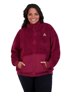 Reebok Women’s Sherpa Jacket Full Zip Pockets Raspberry Fudge Cozy Size XL New - Picture 1 of 11