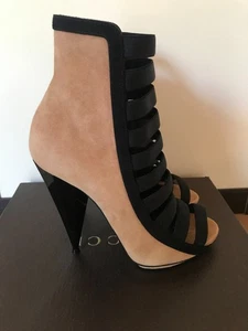 Gucci Kid Olimpia suede cage Pumps peeptoe Stiefeletten booties beige 39 - Bild 1 von 12