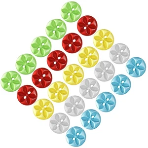 100pcs Cute Flower Buttons: Women’S Clothes Fastener Parts - Multi-Color Resin - Picture 1 of 12