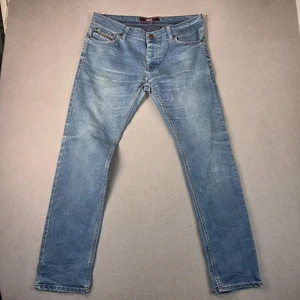 Diesel Jeans Mens 36x34 Light Wash Blue Slim Diesel Straight Tag 38x31 - Picture 1 of 7