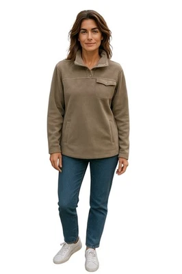 Pullover polar manga larga tostado térmico 32 grados - talla XXL-3 broches de presión bolsillos delanteros Foto 1 de 4