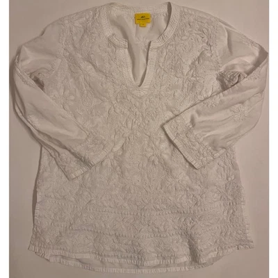 Roberta Roller Rabbit Samson Tunic Women's Sz S White/Floral Embroidered - Image 1 of 4