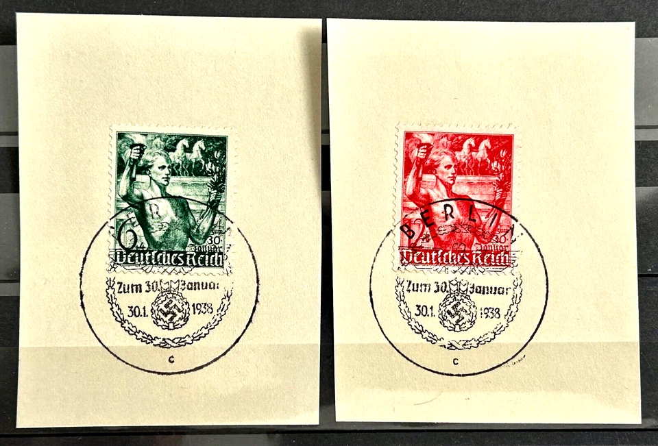 1938 German Stamps Set on Cards Special Postmark - Leadership /192 - Image 1 of 1