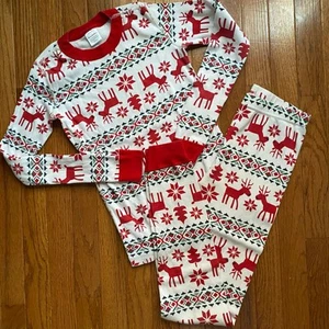 Hanna Andersson Organic Cotton Pajama $48 Kids 12 150 Dear Deer Christmas PJ EUC - Picture 1 of 15