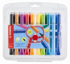 18 X Stabilo Cappi Filz Spitze Faser Spitze Stifte mit Kappe Ring - Bild 1 von 3