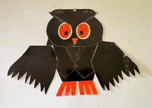 Vintage Halloween Diecut Litho Owl With Large Eyes Lift Up Feature Decoration - Picture 1 of 5