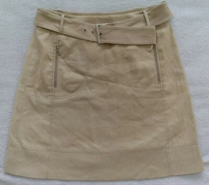 Tory Burch Skirt Womens Sz 8 Khaki Linen /Cotton Belted Zipper Pockets - Picture 1 of 5