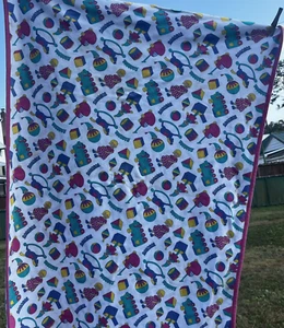 Vintage Gymboree 90s Baby Girl Blanket Dolls Trains Rattles Pink Blue Teal - Picture 1 of 13