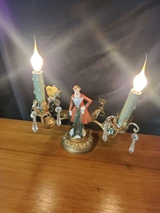Antique French Porcelain Flowers, Figurine Boudoir Lamp France Brass (See Descr) - Picture 1 of 17