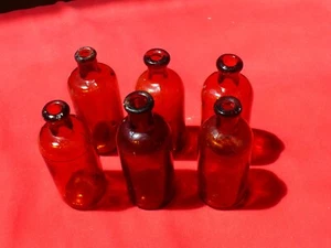 Antique Lot of SIX Cork Top Type BROWN GLASS Pharmaceutical Medicine Bottles   - Picture 1 of 7
