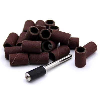 HOBBYPOWER24 20x Schleifhülsen 1x Aufnahmedorn für Dremel Proxxon Zubehör Schleifkappen K80