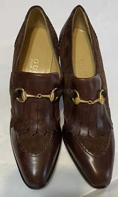 Gucci Women’s Shoes Leather And Suede Kiltie Oxford Heels Size 5.5 - Image 1 of 4