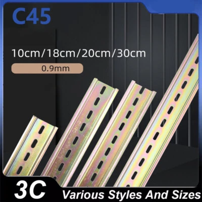 C45 Din Rail Top Hat slotted Zinc Plated 8.5cm - 38cm Length For Circuit Breaker - Image 1 of 4