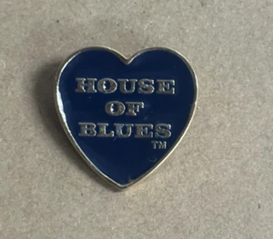 Vintage House of Blues Pin Heart Shaped Gold Tone Blue Enamel Made in USA - Picture 1 of 3