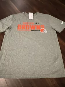 New Nike Cleveland Browns Mens Football Dri-fit Shirt Size Large Gray Orange - Picture 1 of 4