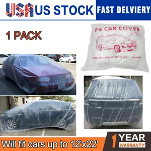 Clear Plastic Temporary Universal Disposable Car Cover Rain Dust Garage Cover - Picture 1 of 12