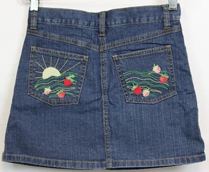 2007 Gymboree Strawberry Farm Denim sz 8 Skorts Embroidered Pockets Sun Fields - Picture 1 of 7