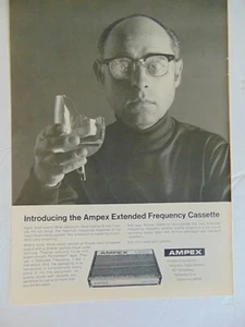 1971 AMPEX Cassette Tape Shatters man's Eye Glasses and Wine Glass print ad - Picture 1 of 1