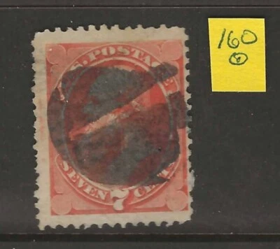 US Scott #160 USED VF, 7c Banknote, fancy cancel, sound! - Image 1 of 2
