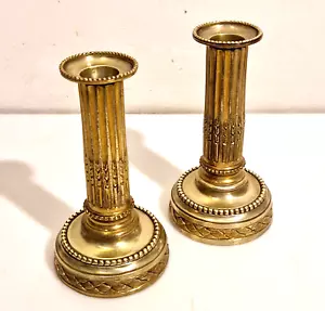 Paris - Paire de flambeaux ou bougeoirs en bronze doré - dernier quart du XVIII - Photo 1/20