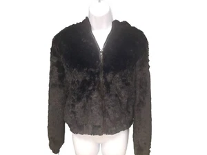Ambiance Outerwear Jacket Woman's Medium Faux Fur Black Lined Full Zip Coat - Picture 1 of 13