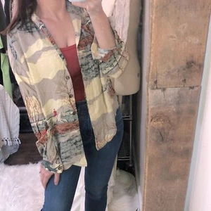 British Khaki size 12 shirt equestrian print longsleeve - Picture 1 of 11