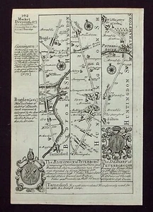 TEMPSFORD, ST NEOTS, STILTON, PETERBOROUGH original antique road map, Bowen 1720 - Picture 1 of 2