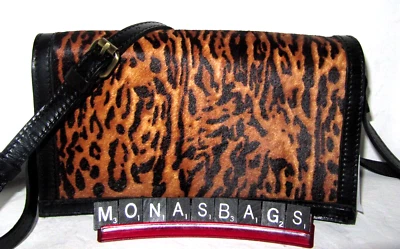 Patricia Nash Brand New Kent Exotic Cat Black Leather Crossbody Bag NWT $199 - Image 1 of 4