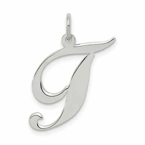 Sterling Silver Large Fancy Script Initial G Charm QC5090T with 18in Chain New - Foto 1 di 1
