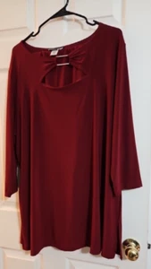 CSC Studio Damen 2-teiliges burgunderrotes Hosen-Set 3/4-Arm Größe 2X - Bild 1 von 12