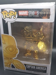 FUNKO POP Marvel Studios First Ten Years 377 Captain America GOLD + PROTECTOR - Picture 1 of 5