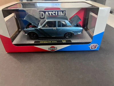 1970 DATSUN 510 BLUE METALLIC 1/24 DIECAST MODEL CAR BY M2 40300-101 B - Image 1 of 4