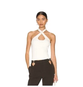 NEW $194 Misha Collection Ivory Halter Top Adele Crossover Straps Knit - Picture 1 of 8