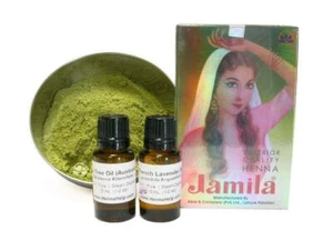 Aceite de henna COMBO Jamila Pro polvo tamizado natural BAQ Mehndi árbol de té lavanda - Imagen 1 de 3