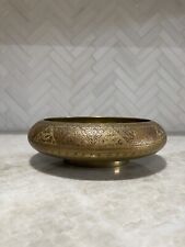 Vintage Engraved Indian Asian Brass Handmade Plant Pot Planter Bowl