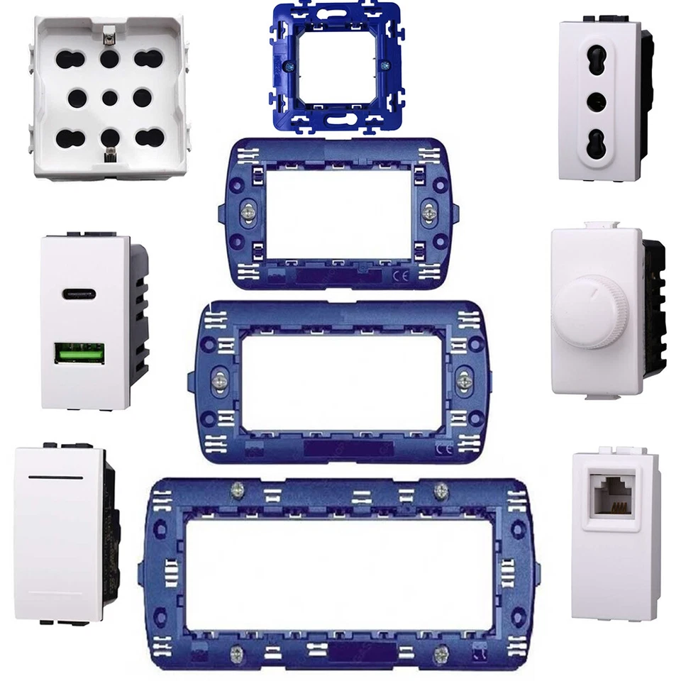 BTICINO LIVING LIGHT COMPATIBILE BIANCO PRESA SCHUKO TV PULSANTE DEVIATORE USB - Immagine 1 di 1