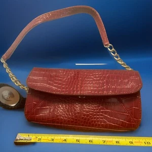 Y2K Liz Claiborne Handbag Shoulder Bag Purse Leather Small Maroon Womens - Picture 1 of 3